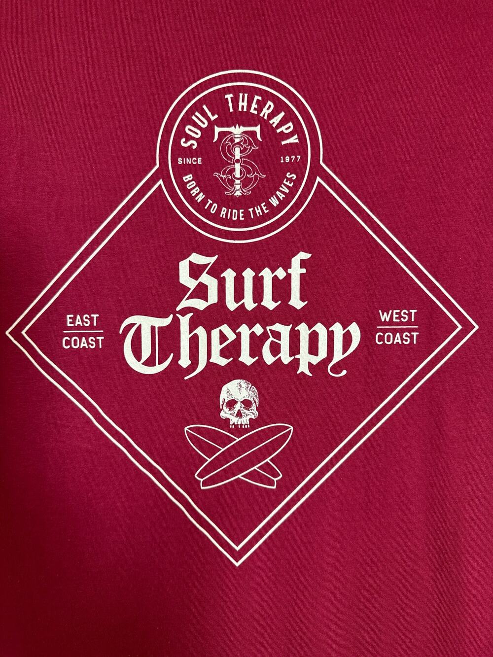 NWT Men's VSTR Surf Soul Therapy East Coast West Coast S. S. Med. Maroon T-shirt